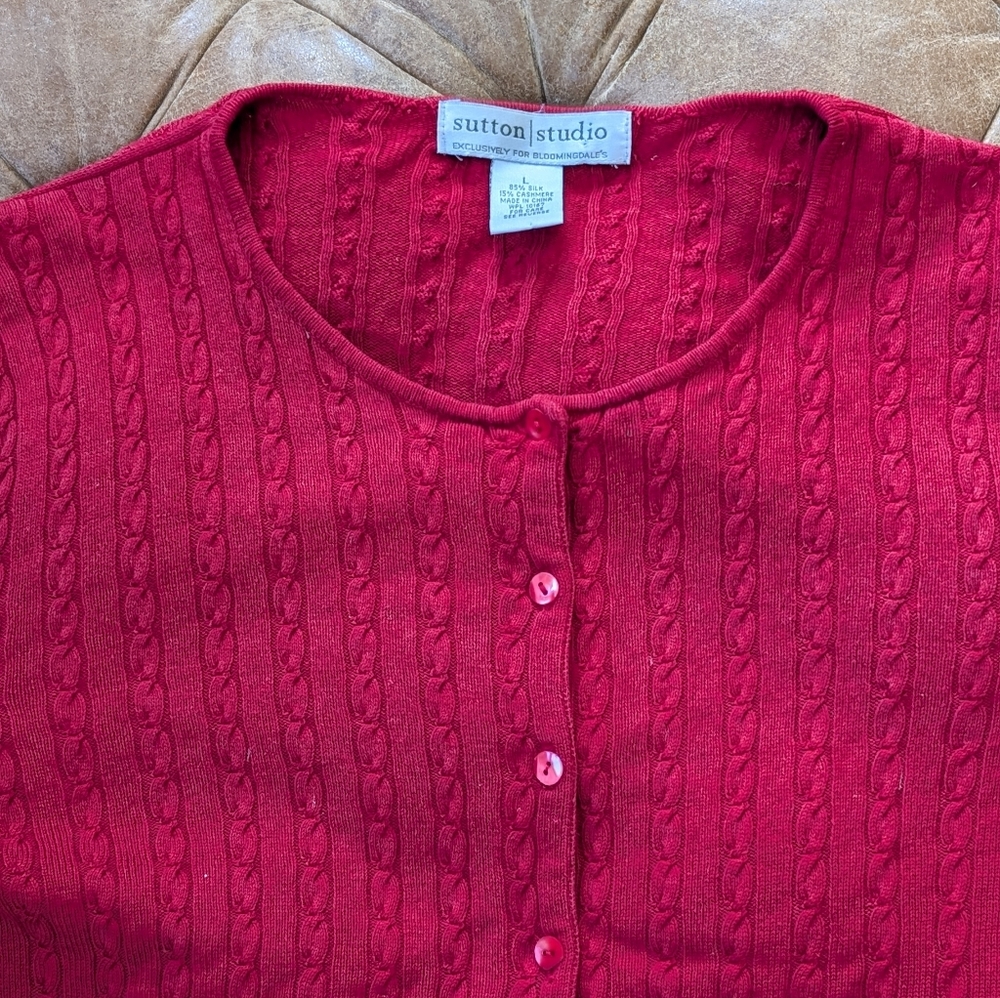 VTG Sutton Studio Bloomingdale's Exclusive Silk Cashmere Blend Sweater Sz Large
